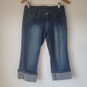 Wet Seal Y2K Capris Size 5 Denim Blue Jeans 2000s Style Wide Cuffed